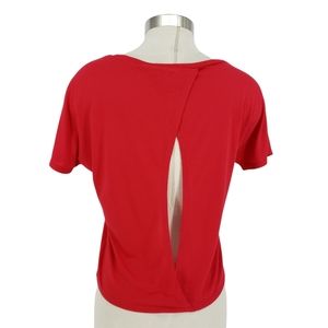 ALO Shirt Split Back Short Sleeve Keyhole Yoga Workout Top